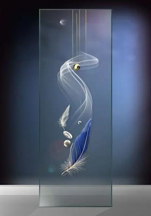 Test patch on tile or glass showing text edges, solid block, and gradient